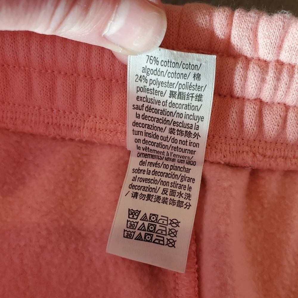 PINK Victoria's Secret Coral Pink Ivy Fleece Campus Shorts Size Large EUC